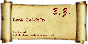 Bank Zalán névjegykártya