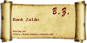 Bank Zalán névjegykártya