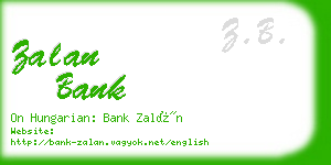 zalan bank business card